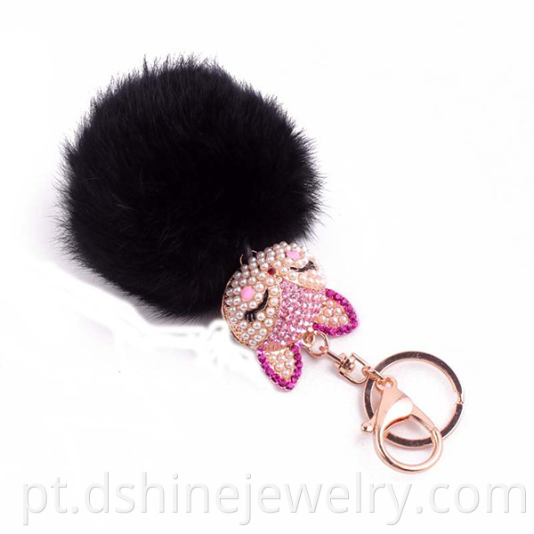 Charm Rabbit Fur Ball Keychain